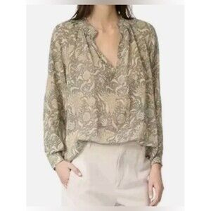 VINCE 100% Silk Floral Baroque Blouse – Size S